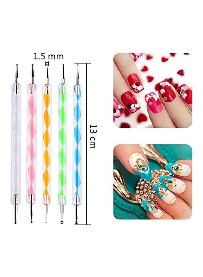 فرش لفن الأظافر من 15 قطعة مع أقلام تنقيط من 5 قطع متعدد الألوان - Image 5