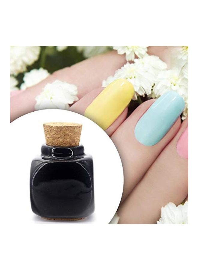 1 Piece Tiny Porcelain Dappen Dish With Wooden Cork Top Nail Art Glitter Powder Container Black - Image 4