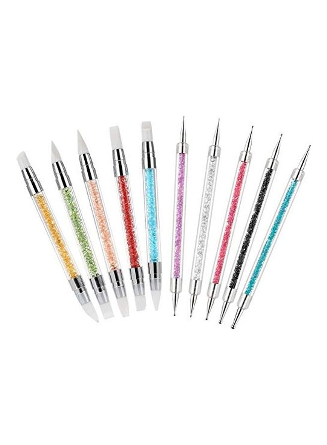 10-Piece Silicone Nail Brush And Dotting Pen Multicolour - Image 1