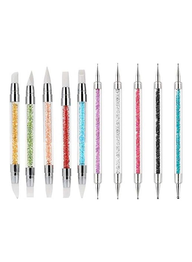 10-Piece Silicone Nail Brush And Dotting Pen Multicolour - Image 2