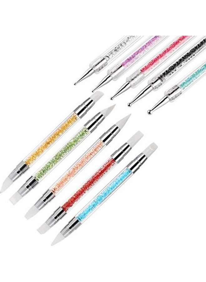 10-Piece Silicone Nail Brush And Dotting Pen Multicolour - Image 4