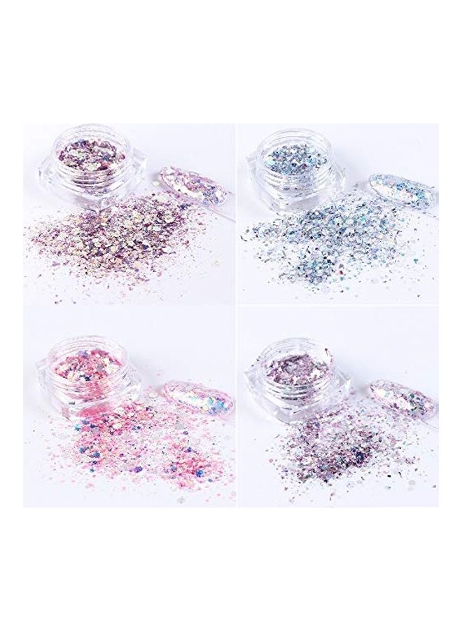 رقائق بودرة لامعة للأظافر وبتصميم مجسم من 8 قطع متعدد الألوان - Image 4