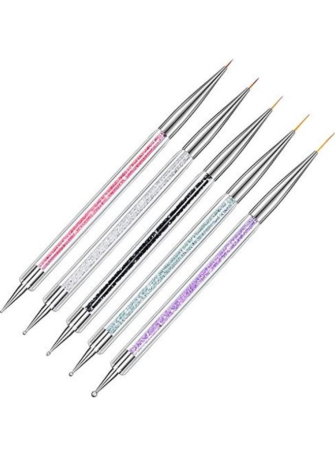 5 Piece Nail Art Brush Set Rhinestone And Nail Dotting Tools Multicolour - Image 1