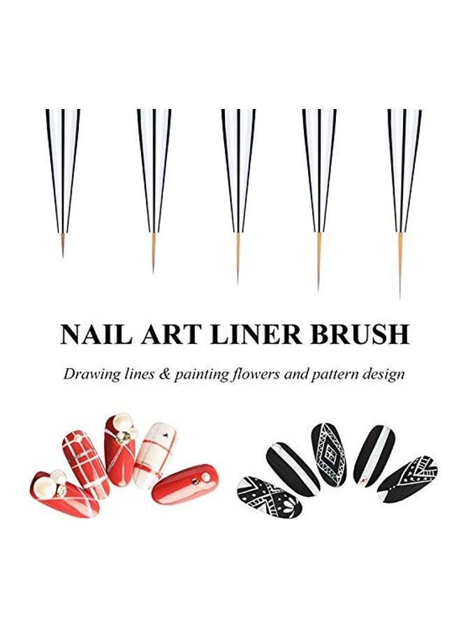 5 Piece Nail Art Brush Set Rhinestone And Nail Dotting Tools Multicolour - Image 4