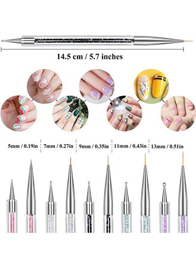 5 Piece Nail Art Brush Set Rhinestone And Nail Dotting Tools Multicolour - Image 5