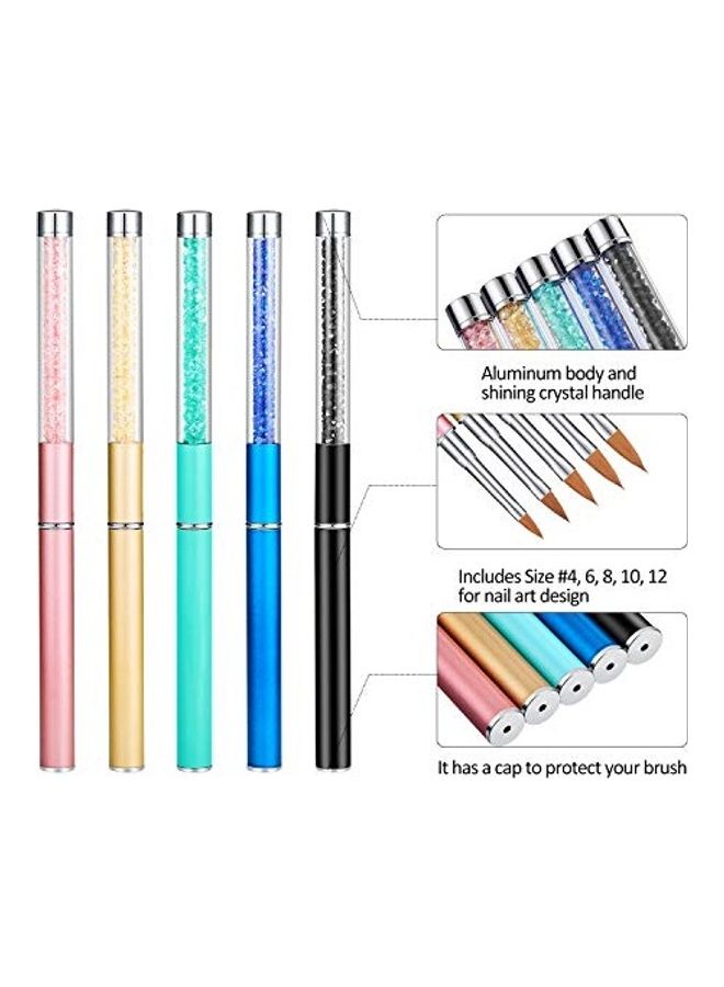 طقم فرش أظافر مرصعة بحجر الراين مكون من 5 قطع متعدد الألوان - Image 2