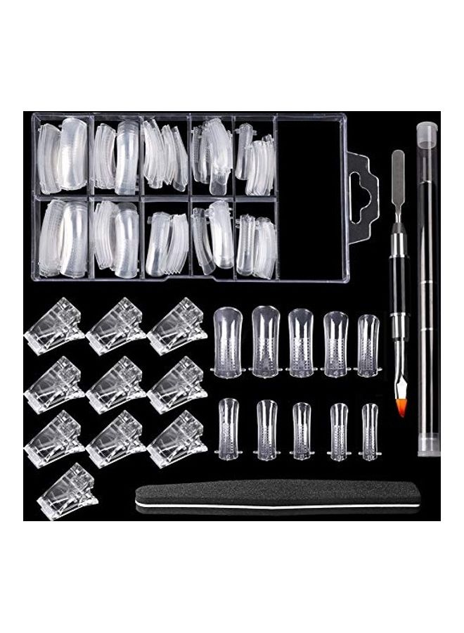 Generic Nail Tips Clip And Dual Nail Forms Set Include 10 Piece Poly Gel Quick Building Nail Tips Clip 100 Piece Clear Acrylic Nail Tips Multicolour  - Image 1