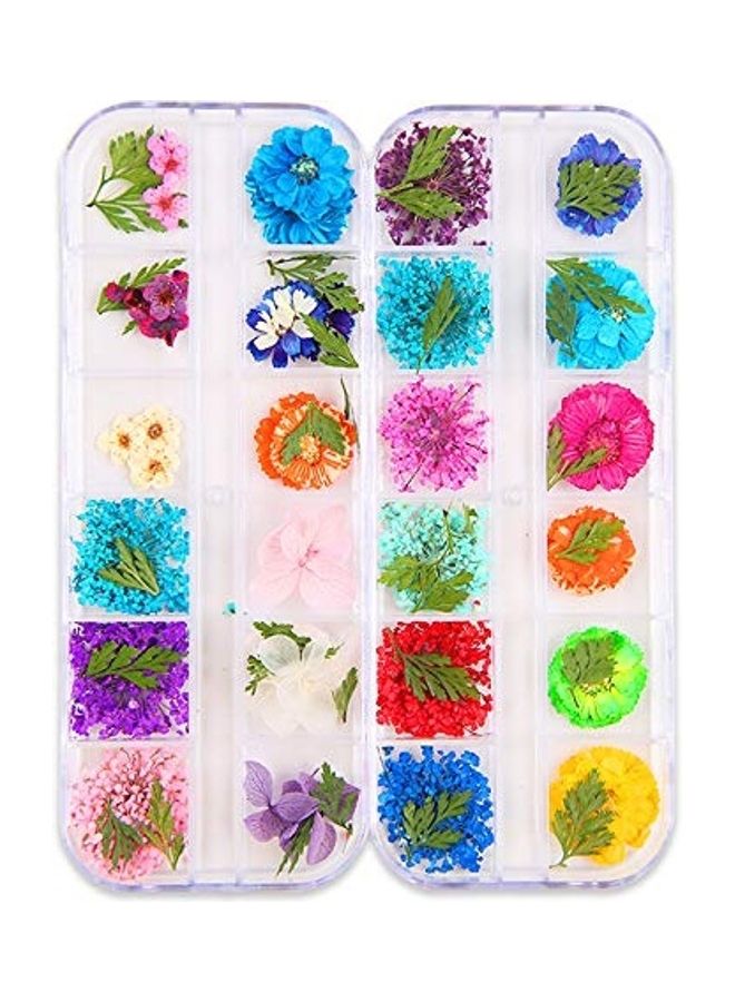 24 Piece 3D Dried Flowers For Nail Art Designs Multicolour - Image 2