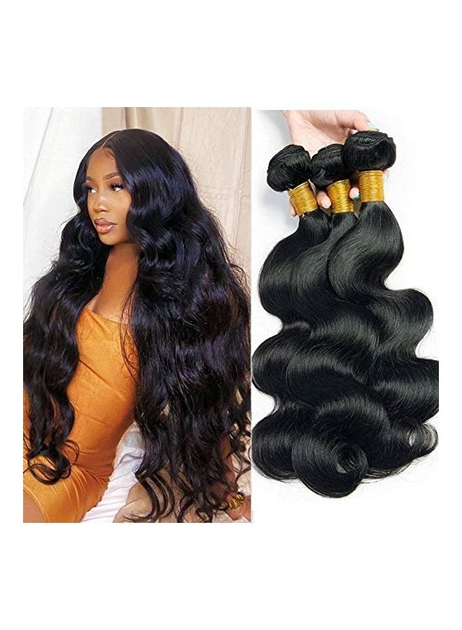 3-Bundle 10A Brazilian Virgin Straight Human Hair Extension Black 20inch - Image 1