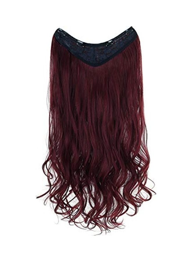 Generic Straight Curly Long V Part Hair Extension Wine Red 
