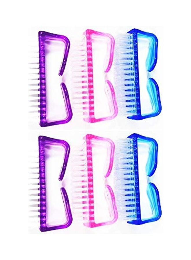 مجموعة فرش بمقبض لأظافر اليدين والقدمين من 6 قطع متعدد الألوان - Image 1