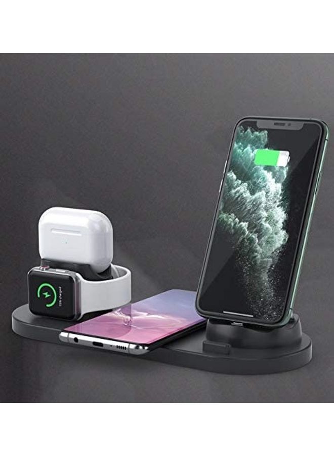 3-in-1 Charging Stand For Apple Watch/Earphone/iPhone Mobile Black - Image 1