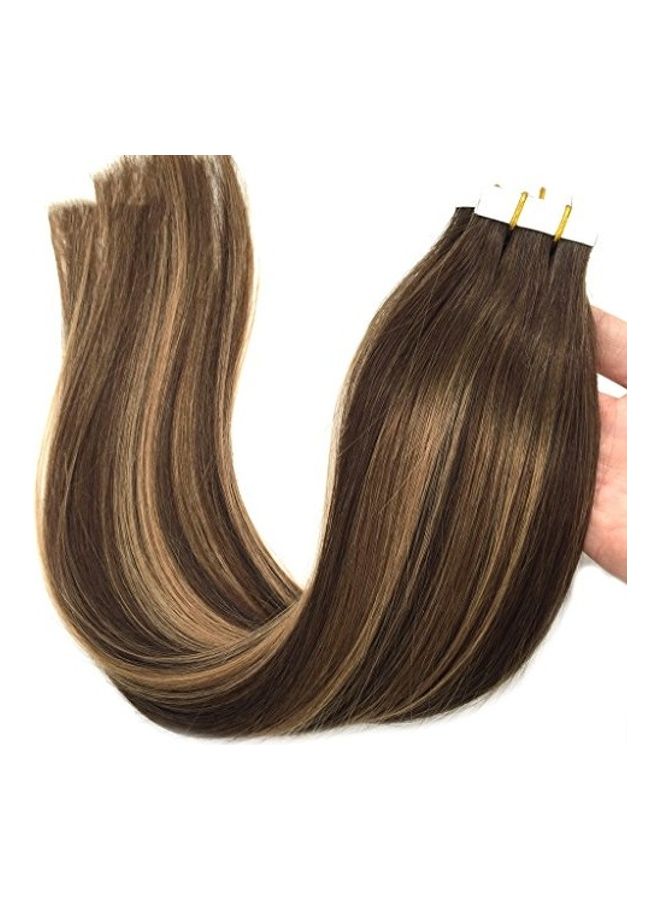 مجموعة وصلات شعر طبيعي مكونة من 20 قطعة بني 14بوصة - Image 5
