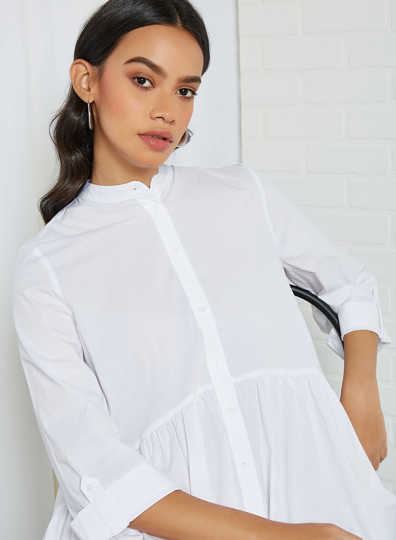 ONLY Gather Detailed Shirt Dress White - Image 4