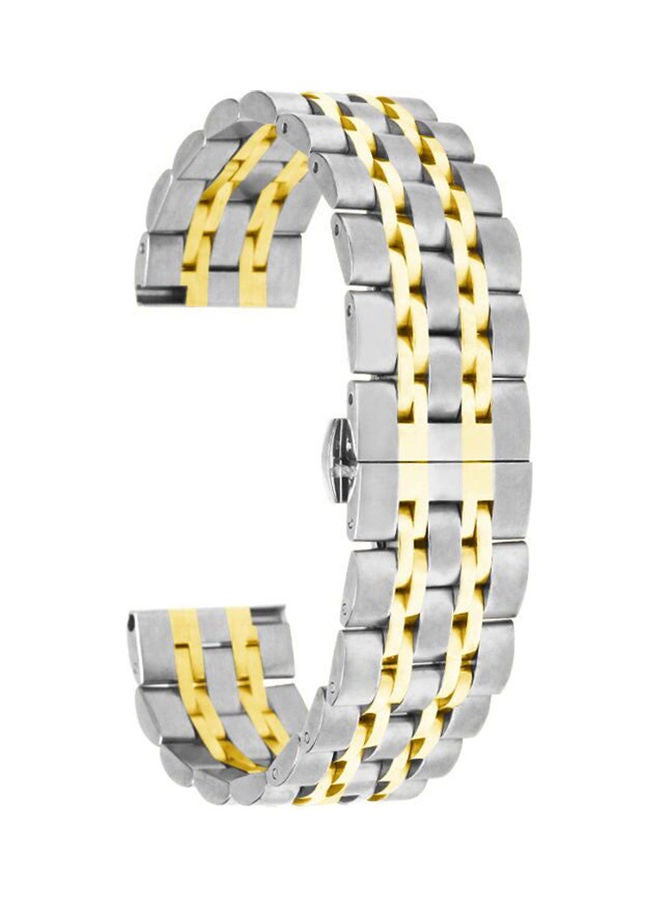 Stainless Steel Replacement Strap with Butterfly Buckle 22mm Silver/Yellow
