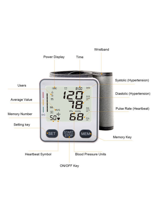 Digital LCD Wrist Type Electronic Blood-Pressure Monitor - Image 3