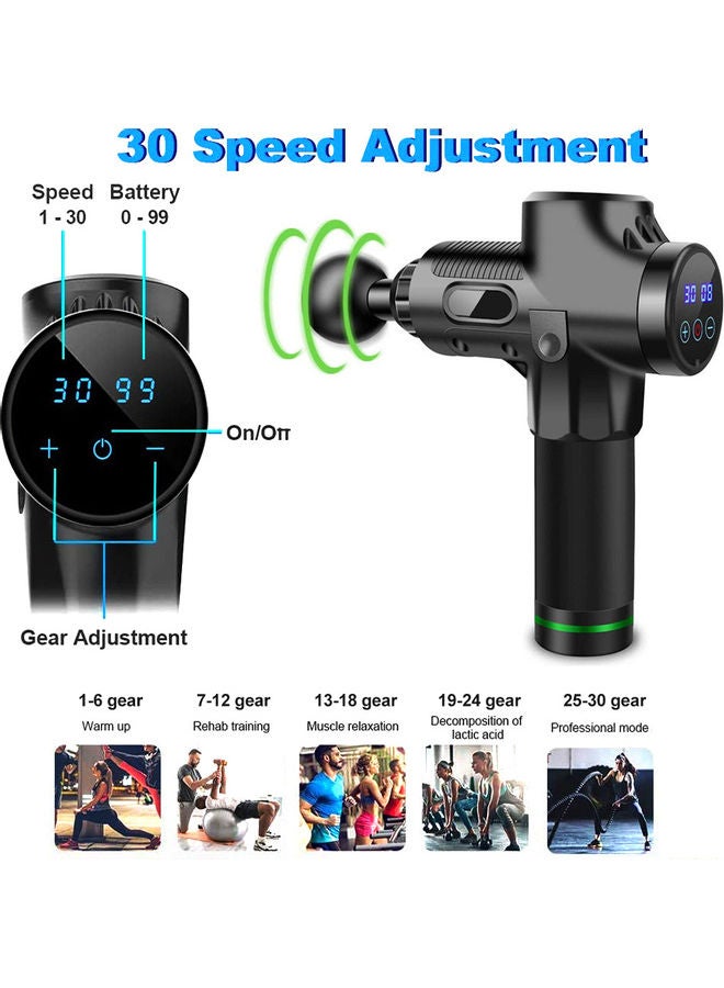 جهاز تدليك كهربائي هزاز مزود بمستويات سرعة قابلة للتعديل يساعد في استرخاء العضلات مع 6 رؤوس مختلفة - Image 2