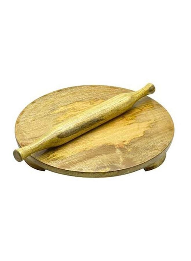 RAJ Wooden Rolling Board And Pin Roller Set Brown 46cm 
