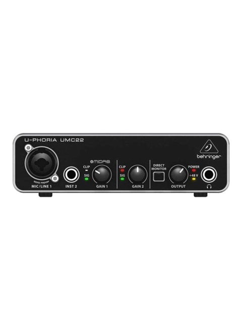 2-USB Audio Interface Mic Preamplifier UMC22 Black
