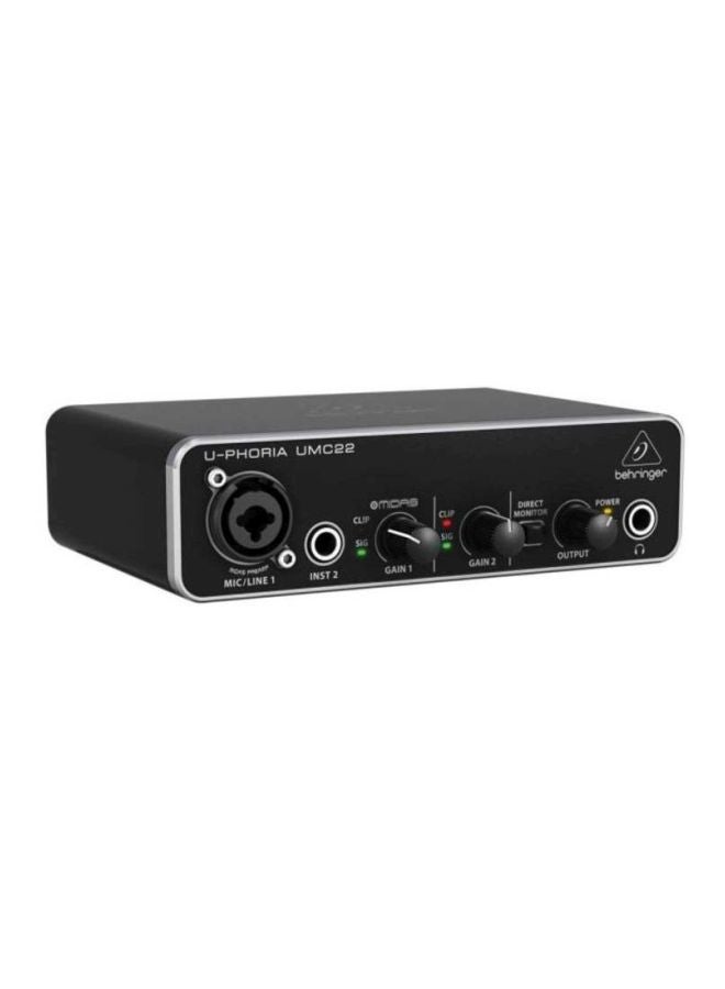 behringer 2-USB Audio Interface Mic Preamplifier UMC22 Black  - Image 2