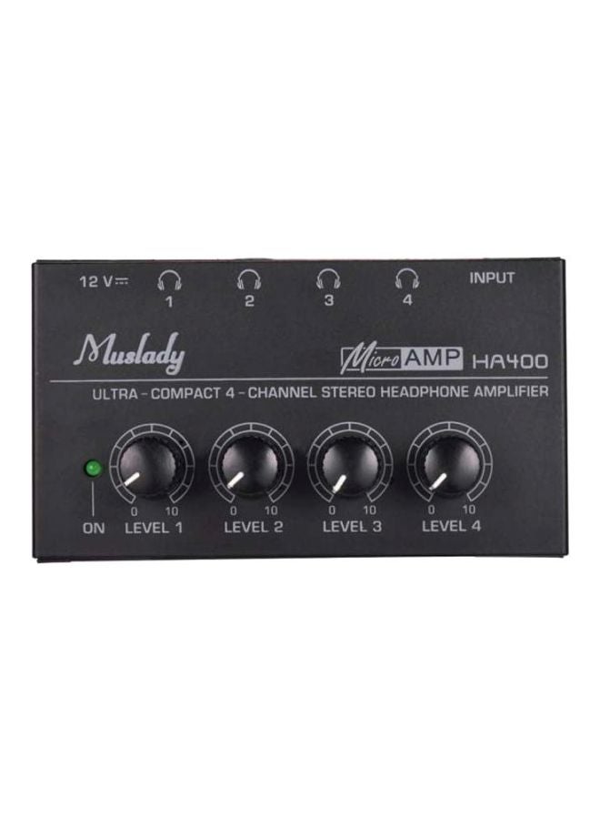 Muslady 4-Channel Stereo Headphone Amplifier HA400 Black  - Image 1