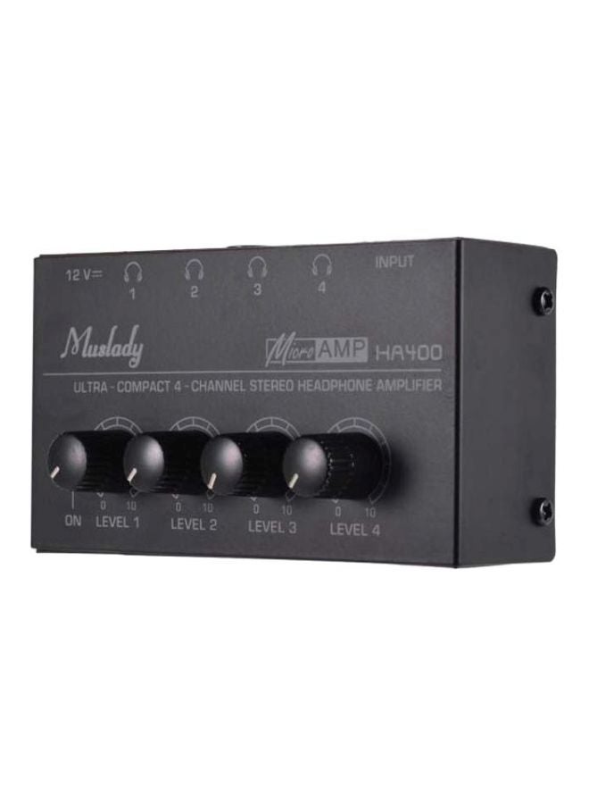 Muslady 4-Channel Stereo Headphone Amplifier HA400 Black  - Image 2