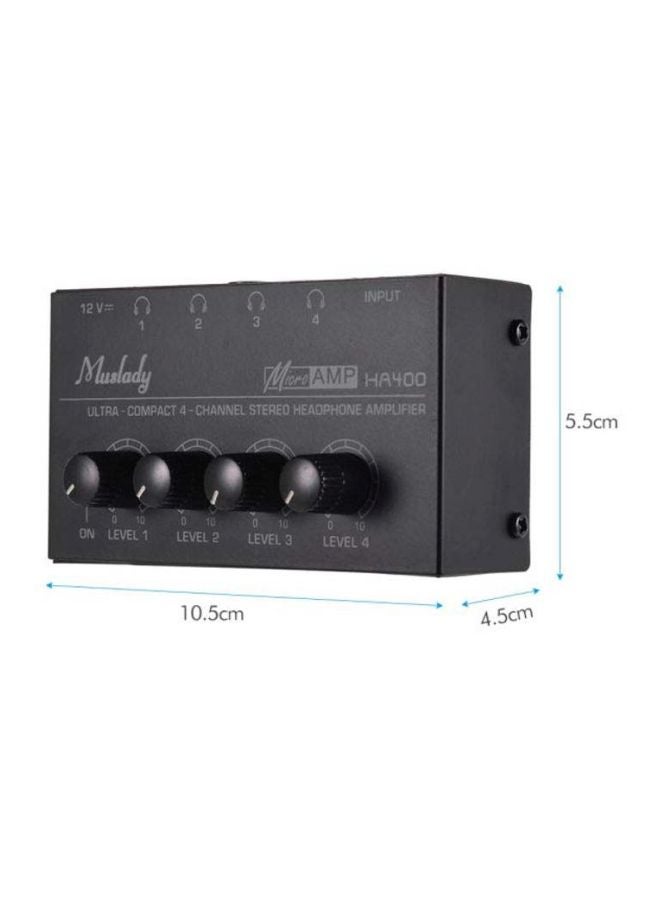 Muslady 4-Channel Stereo Headphone Amplifier HA400 Black  - Image 4