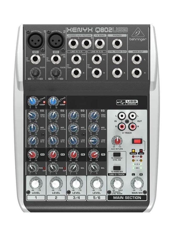 behringer - Premium 8-Input 2-Bus Mixer Q802USB Grey - Image 1