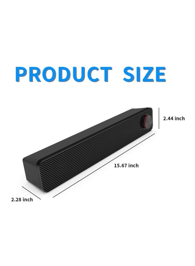 USB-Powered Soundbar Speakers for Mobile Phone Laptop Computer V6392 Black