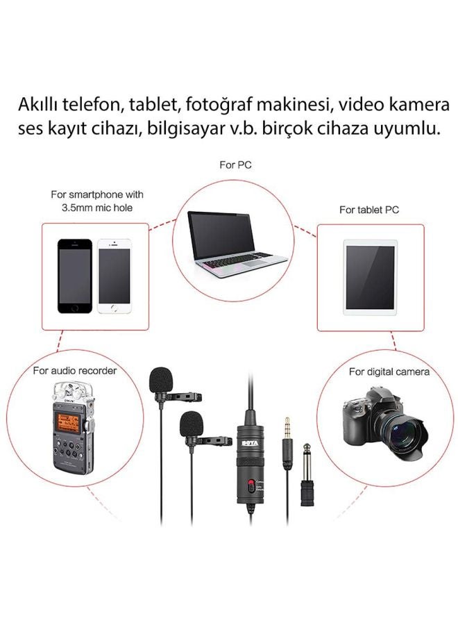 BOYA - Dual Lavalier Wired Microphone For Camera And Camcorders Black - Image 1