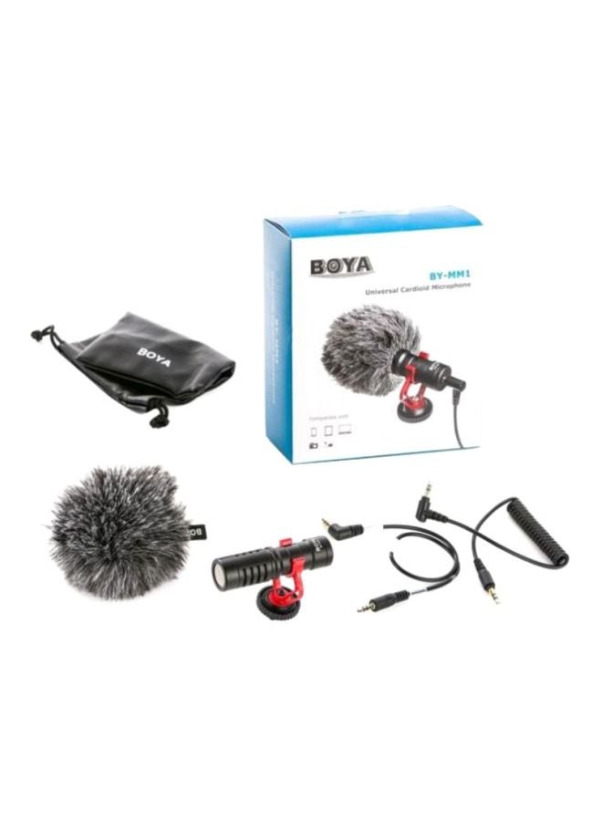 BOYA Universal Cardioid Microphone With Furry Windshield BY-MM1 Black/Red/Grey  - Image 1