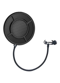 Yanmai Microphone Round Shape Wind Screen Double Layer Pop Filter With Stand Clip V3566_P Black  - Image 1