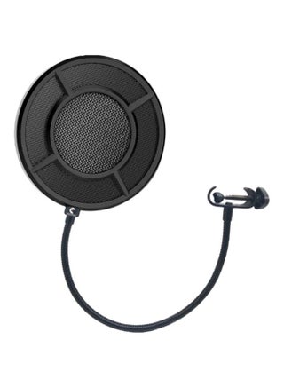 ميكروفون بشكل دائري مع حاجب رياح ومرشح بطبقات مزدوجة ومشبك تثبيت V3566_P أسود - v1615569968/N33905945A_1