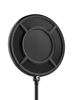 Yanmai Microphone Round Shape Wind Screen Double Layer Pop Filter With Stand Clip V3566_P Black  - Image 2