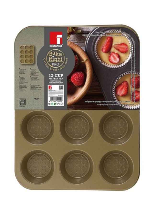 BERGNER Bake right Pro Rectangle Shaped Muffin Pan Greenish Gold 35cm - Image 2