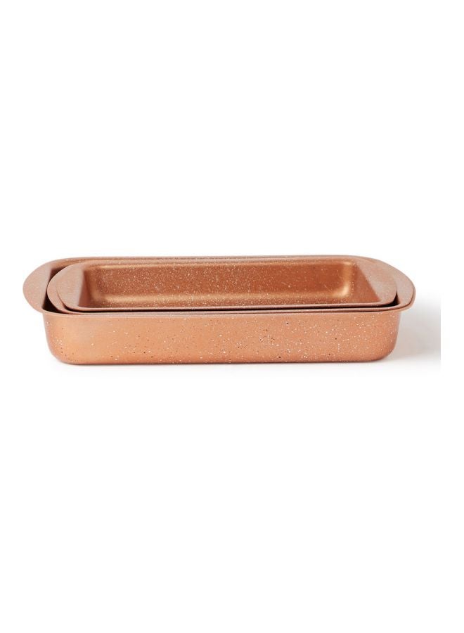 DESSINI 3-Pieces Granite Square Pan Set Rose Gold Small Bakeware Pan (32x22), Medium Bakeware Pan (35x25), Large Bakeware Pan (38x28)cm  - Image 3