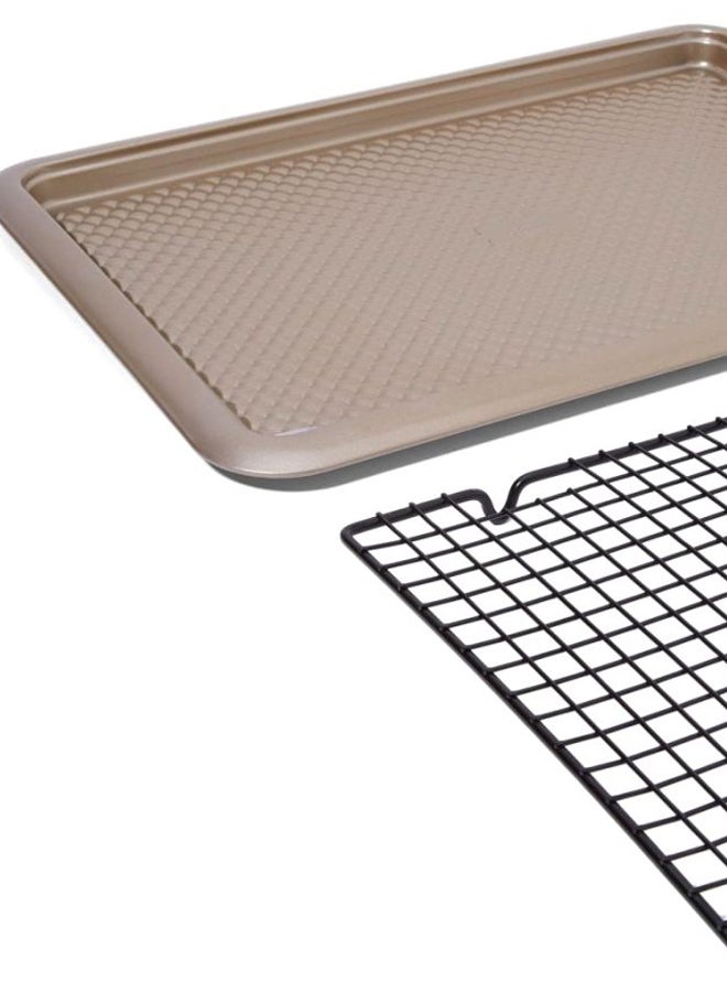 بينجوين ورقة كوكي مع برويلر ذهبي/ أسود Cookie Sheet 46.5x32.8x2, Rack 41x25x1.5سم - Image 3
