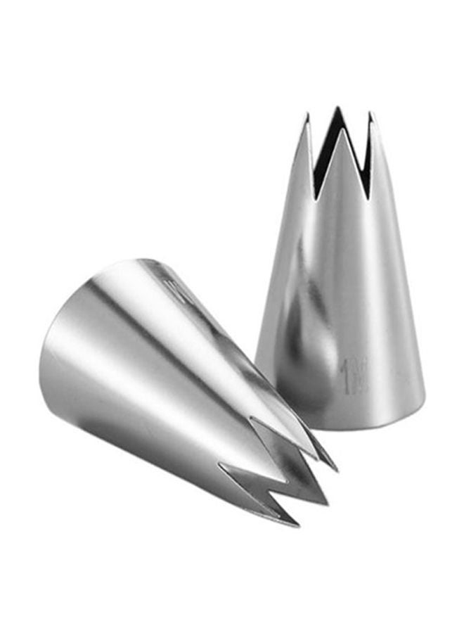Beauenty 2-Piece Cake Decorating Piping Nozzle Set Silver 4x2.5cm - Image 1