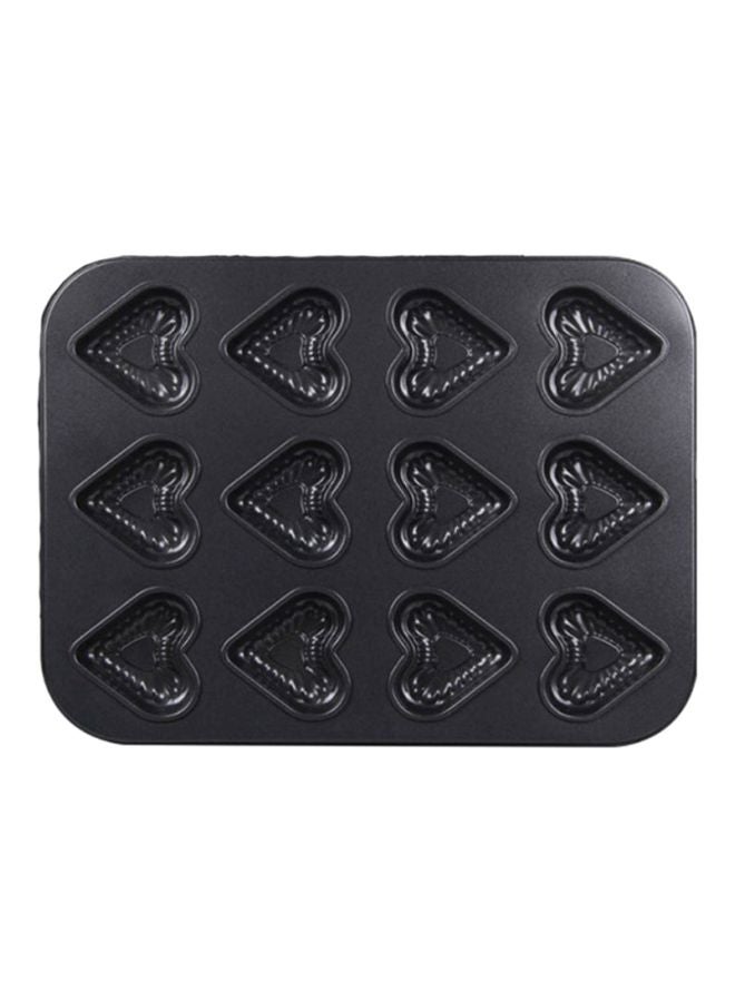 شاربدو قالب كيك على شكل قلب بتصميم مانع للالتصاق مكون من 12 فتحة أسود 35x26.5x2.8سم - Image 2