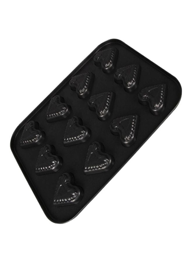 شاربدو قالب كيك على شكل قلب بتصميم مانع للالتصاق مكون من 12 فتحة أسود 35x26.5x2.8سم - Image 3