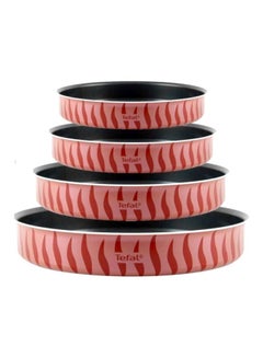Tefal Les Specilistes 4 Piece Round Oven Dishes Kebbeh Set,  Aluminum Non-Stick Red/Black 28cm  - Image 1