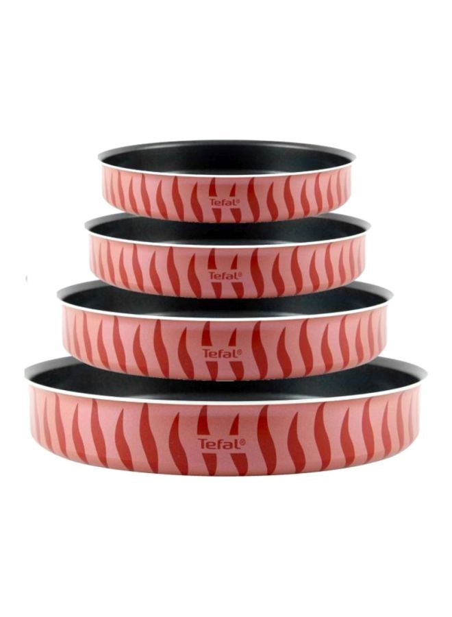 Tefal Les Specilistes 4 Piece Round Oven Dishes Kebbeh Set,  Aluminum Non-Stick Red/Black 28cm - Image 1
