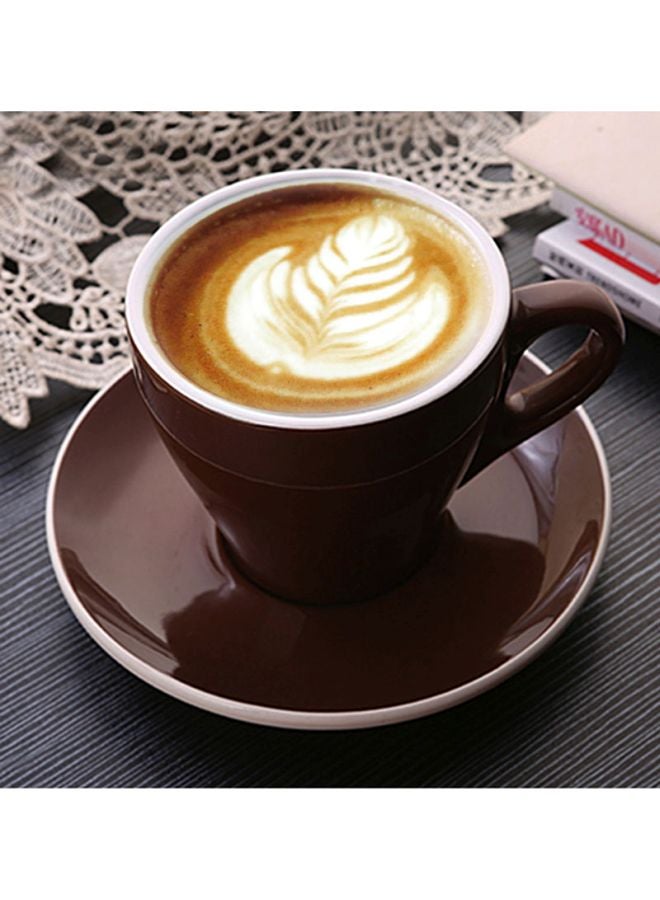 Sharpdo Glazed Coffee Cup And Dish Brown 12.5x12.5x10.5cm - Image 4