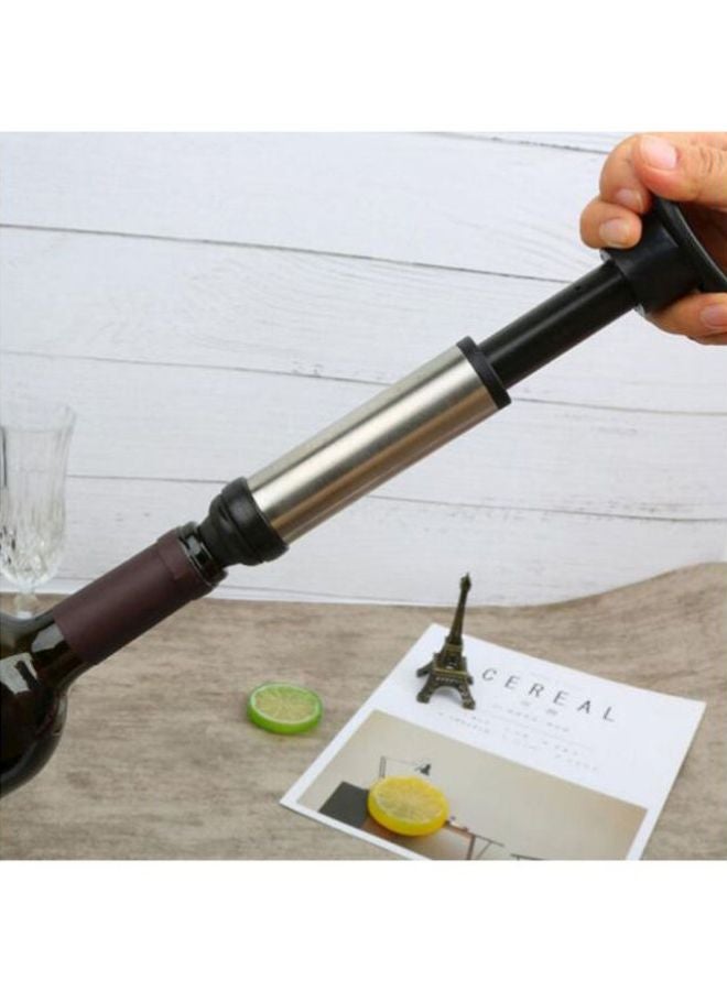 Beauenty 3-Piece Beverage Stopper With Vacuum Pump Bar Set Silver/Black 15.6centimeter - Image 3