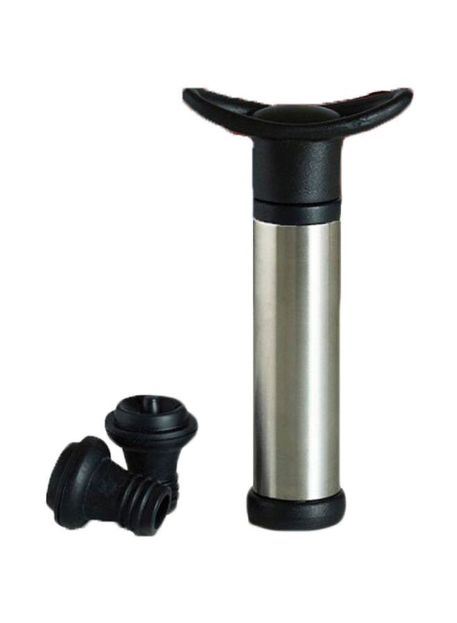 Beauenty 3-Piece Beverage Stopper With Vacuum Pump Bar Set Silver/Black 15.6centimeter - Image 1
