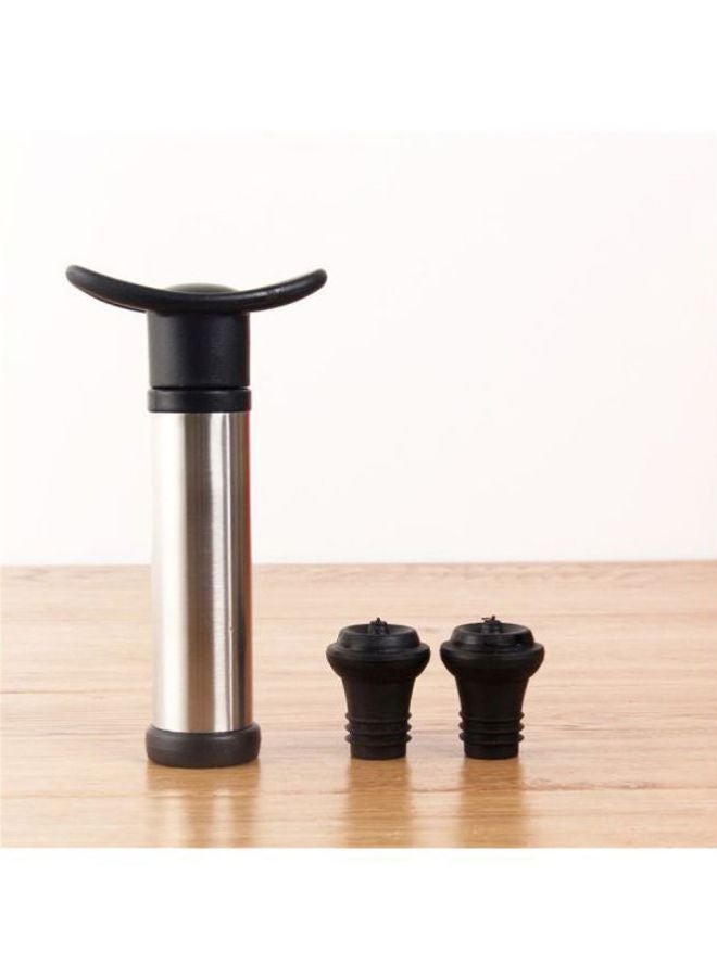 Beauenty 3-Piece Beverage Stopper With Vacuum Pump Bar Set Silver/Black 15.6centimeter - Image 2