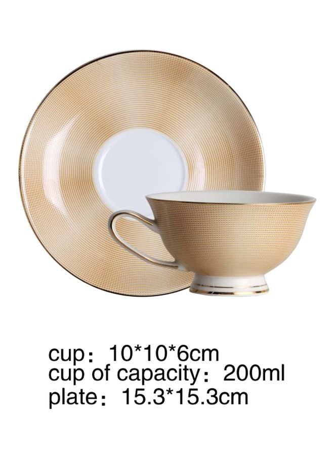 Sharpdo - 2-Piece Ergonomically Designed Fade-Proof Comfortable Grip Cup And Saucer Beige/White 200ml - Image 1