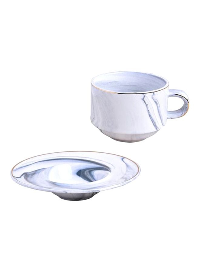 Sharpdo - 2-Piece Ergonomically Designed Fade-Proof Comfortable Grip Cup And Saucer White/Grey 200ml - Image 1