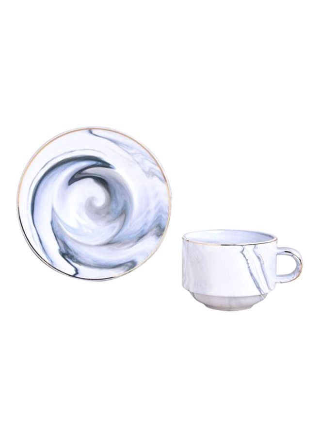 Sharpdo - 2-Piece Ergonomically Designed Fade-Proof Comfortable Grip Cup And Saucer White/Grey 200ml - Image 1
