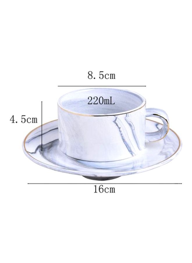 Sharpdo - 2-Piece Ergonomically Designed Fade-Proof Comfortable Grip Cup And Saucer White/Grey 200ml - Image 1